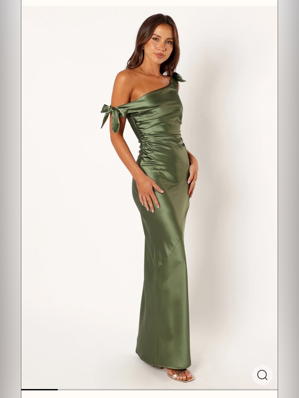 Petal & Pup Tie-Shoulder Charcoal Satin Slip Dress - Picture 8 of 8